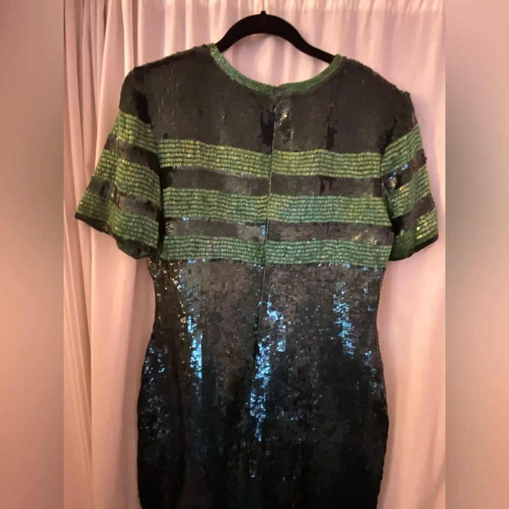 Stunning Fully Beaded & Sequined Emerald Green Mini Dress Silk - Picture 12 of 16